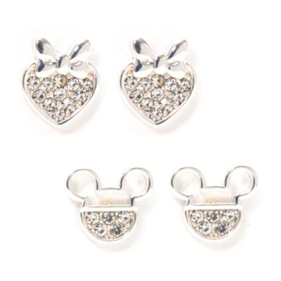 Disney Store - Micky und Minnie - Versilberte Ohrstecker, 2-teiliges Set