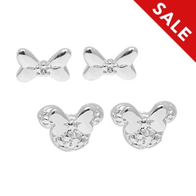 Disney Store Positively Minnie Silver-Plated Stud Earrings, Set of 2