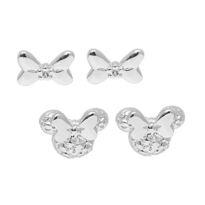 Positively Minnie Minni Disney Store, 2 paia di orecchini a bottone placcati in argento