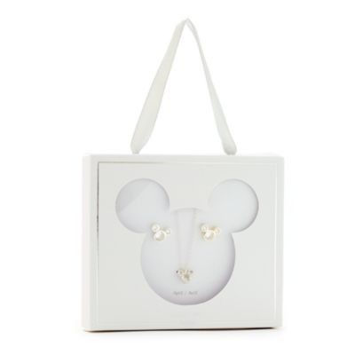 Disney Store Parure collier et clous d'oreilles Mickey, pierre porte-bonheur Avril