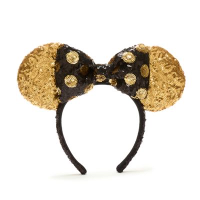 Walt Disney World Serre-t&ecirc;te &agrave; oreilles de Minnie avec sequins noirs et dor&eacute;s pour adultes