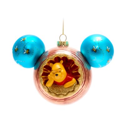 Walt Disney World - Winnie Puuh und Eule auf einer Kugel in Form des Micky Symbols - Dekorationsst&uuml;ck zum Aufh&auml;ngen